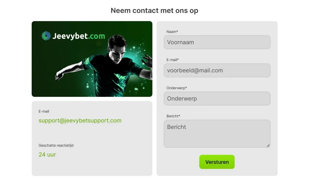 Jeevybet Casino support